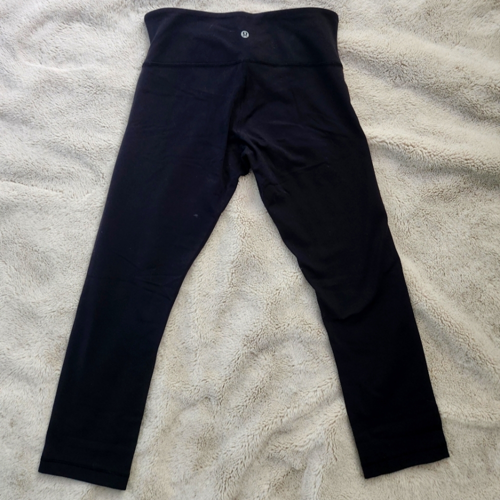Lululemon Leggings Women 6 Black Compression Crop Yoga Running Stretch Pull On